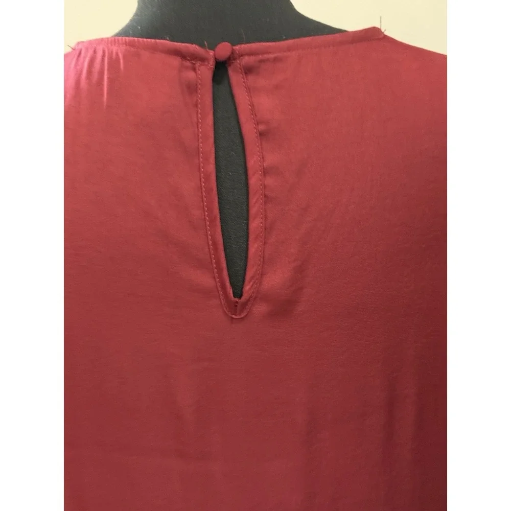 Maroon Tiered Mini Dress Boho‎ Chic Romantic Coquette L Flowy Dollette Feminine